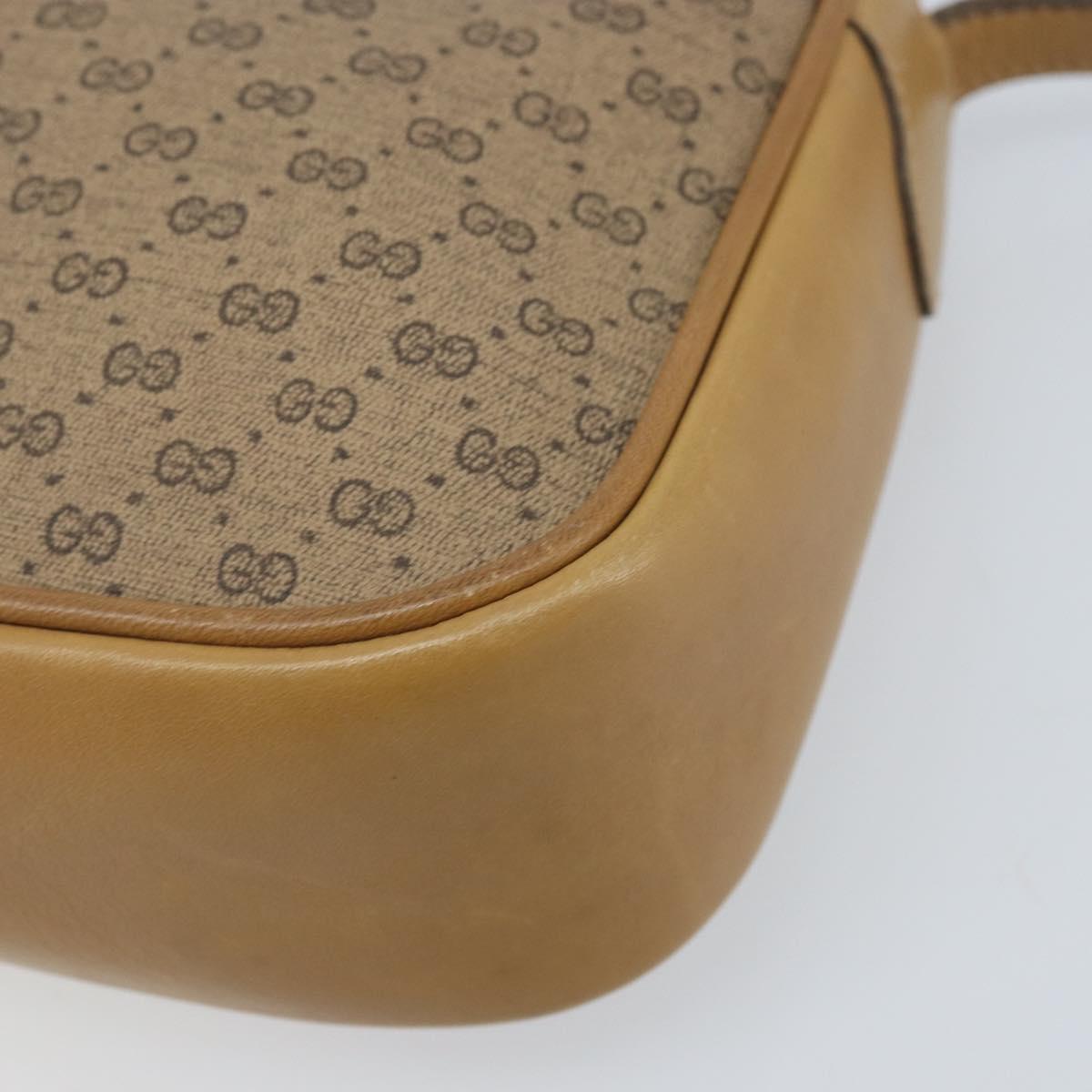 GUCCI Micro GG Supreme Web Sherry Line Shoulder Bag PVC Beige Gold Auth ka3222