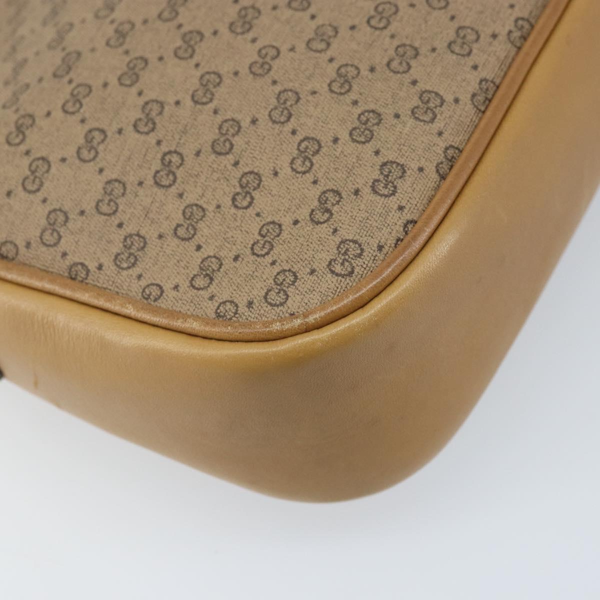 GUCCI Micro GG Supreme Web Sherry Line Shoulder Bag PVC Beige Gold Auth ka3222