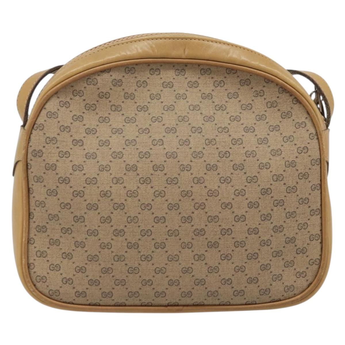 GUCCI Micro GG Supreme Web Sherry Line Shoulder Bag PVC Beige Gold Auth ka3222