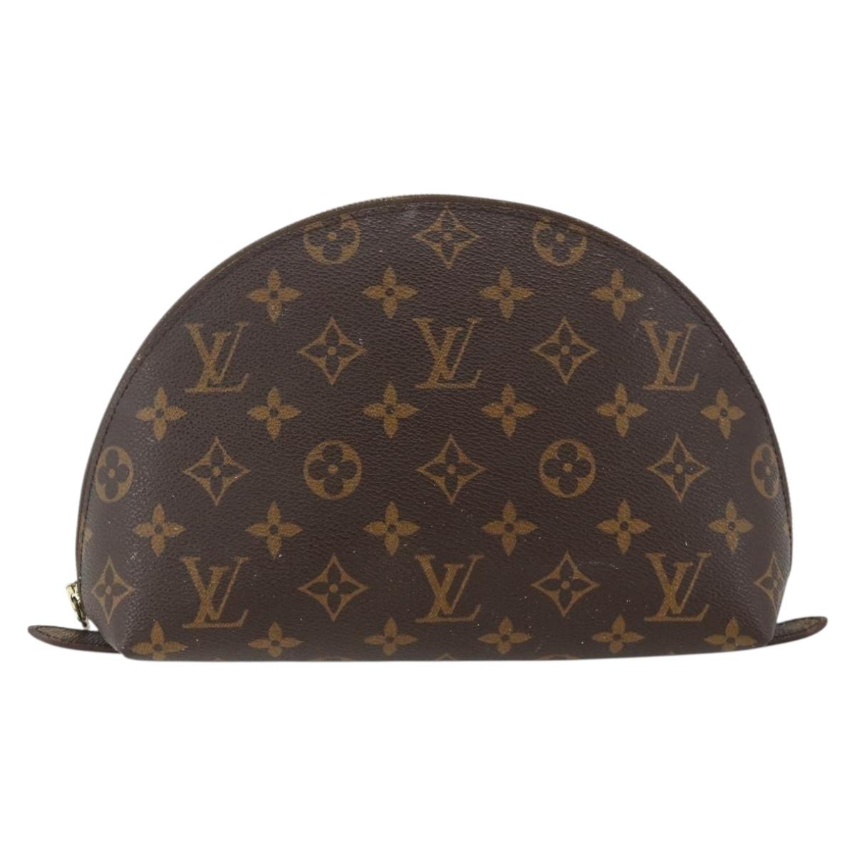 LOUIS VUITTON Monogram Trousse Demi Ronde Cosmetic Pouch M47520 LV Auth ka3231