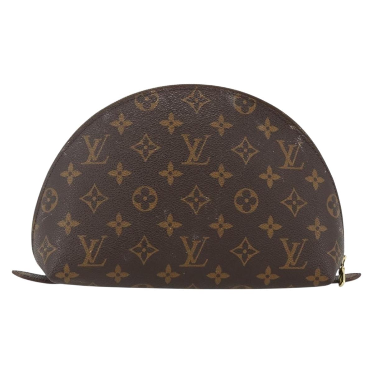LOUIS VUITTON Monogram Trousse Demi Ronde Cosmetic Pouch M47520 LV Auth ka3231