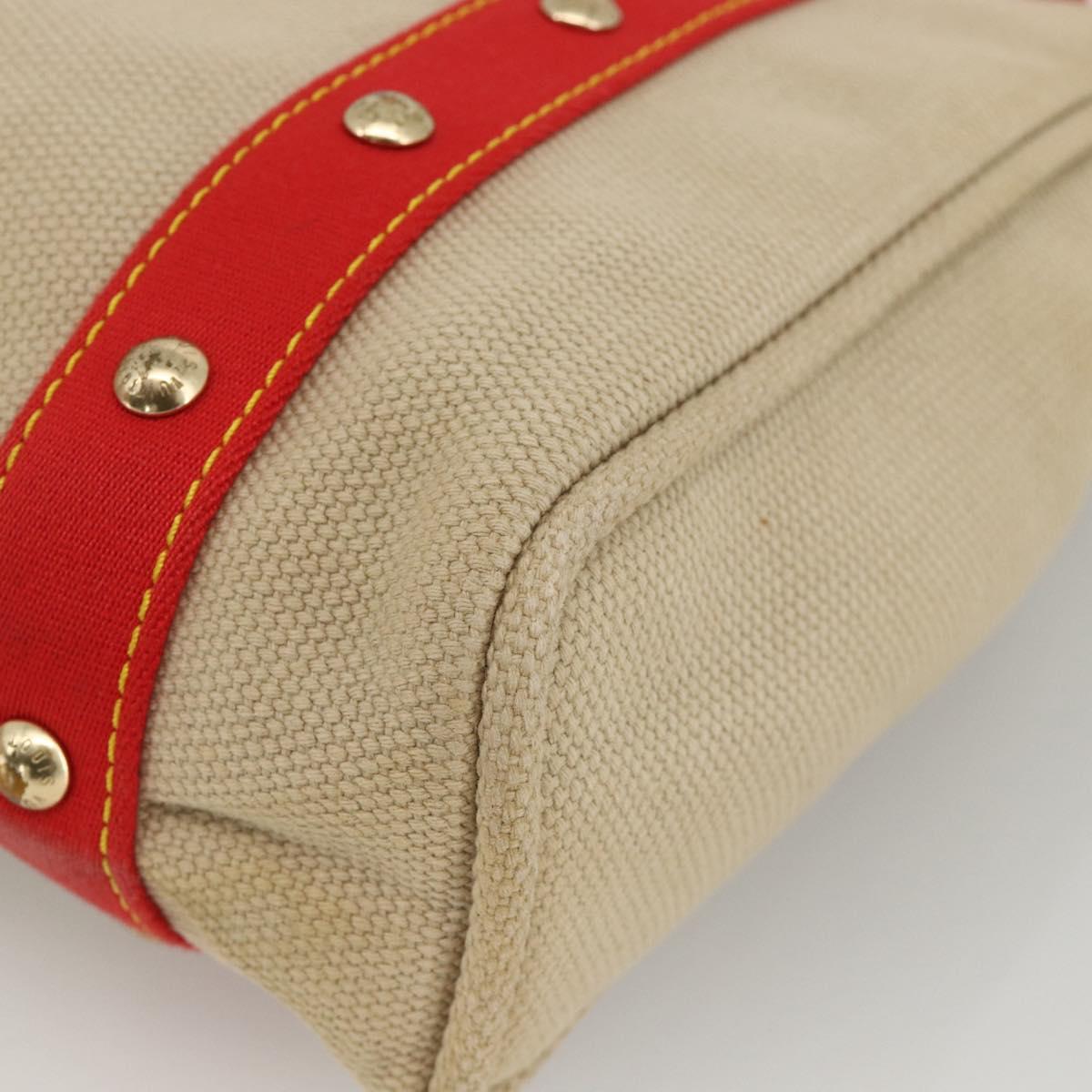 LOUIS VUITTON Antigua Cabas MM Tote Bag Canvas Beige Red M40035 LV Auth ka3234