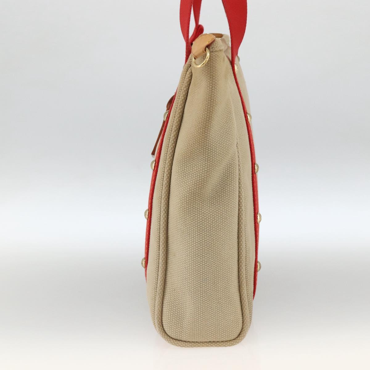 LOUIS VUITTON Antigua Cabas MM Tote Bag Canvas Beige Red M40035 LV Auth ka3234