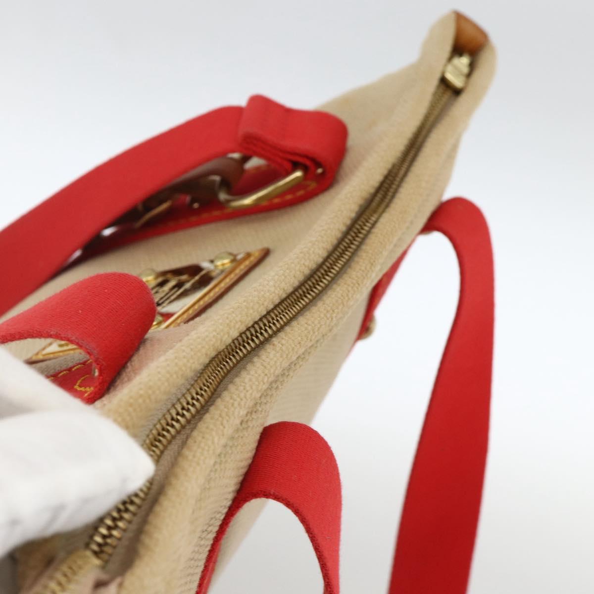 LOUIS VUITTON Antigua Cabas MM Tote Bag Canvas Beige Red M40035 LV Auth ka3234