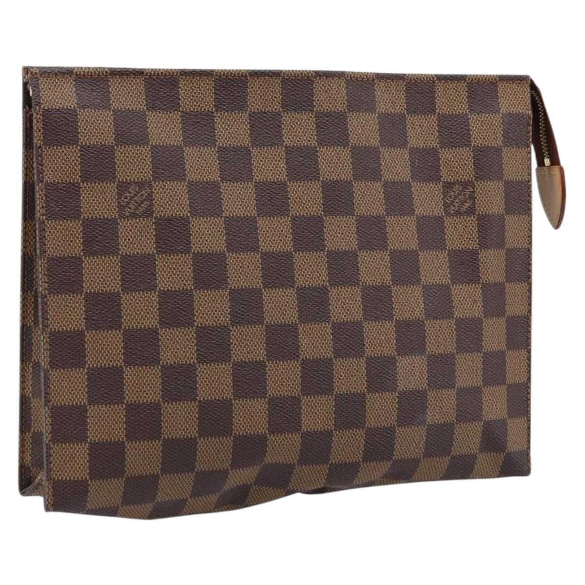 LOUIS VUITTON Damier Ebene Poche Toilette 26 Pouch N47543 LV Auth ka3237