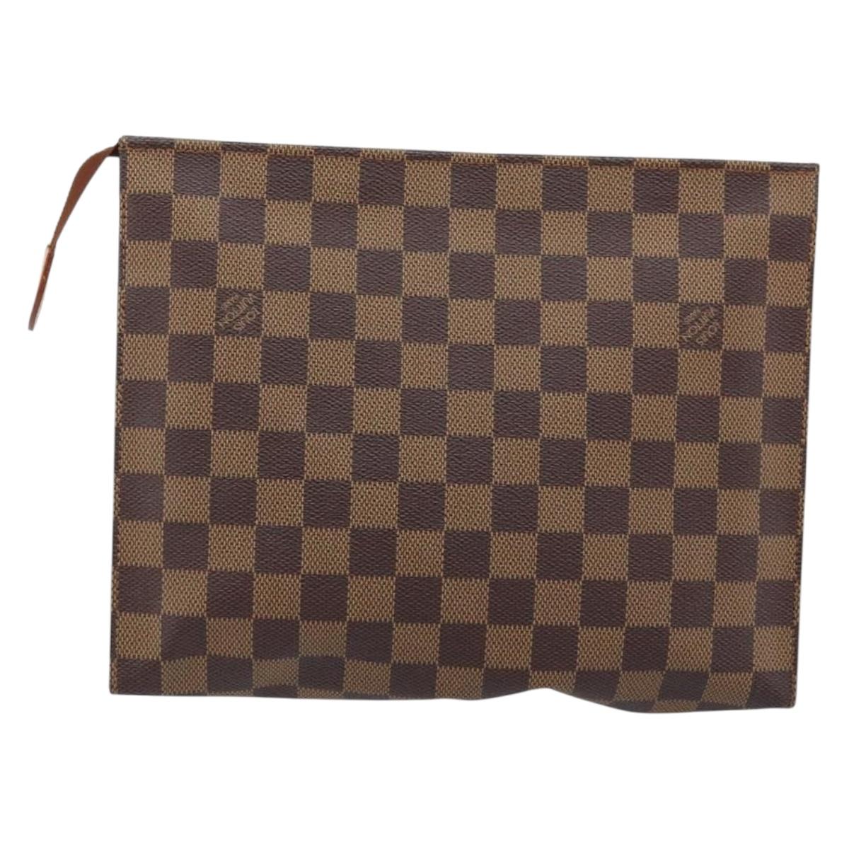LOUIS VUITTON Damier Ebene Poche Toilette 26 Pouch N47543 LV Auth ka3237