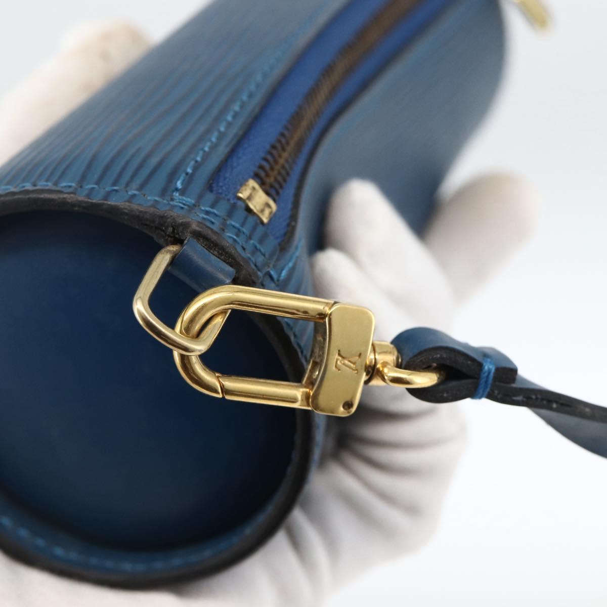 LOUIS VUITTON Epi Soufflot Pouch Blue LV Auth ka3238