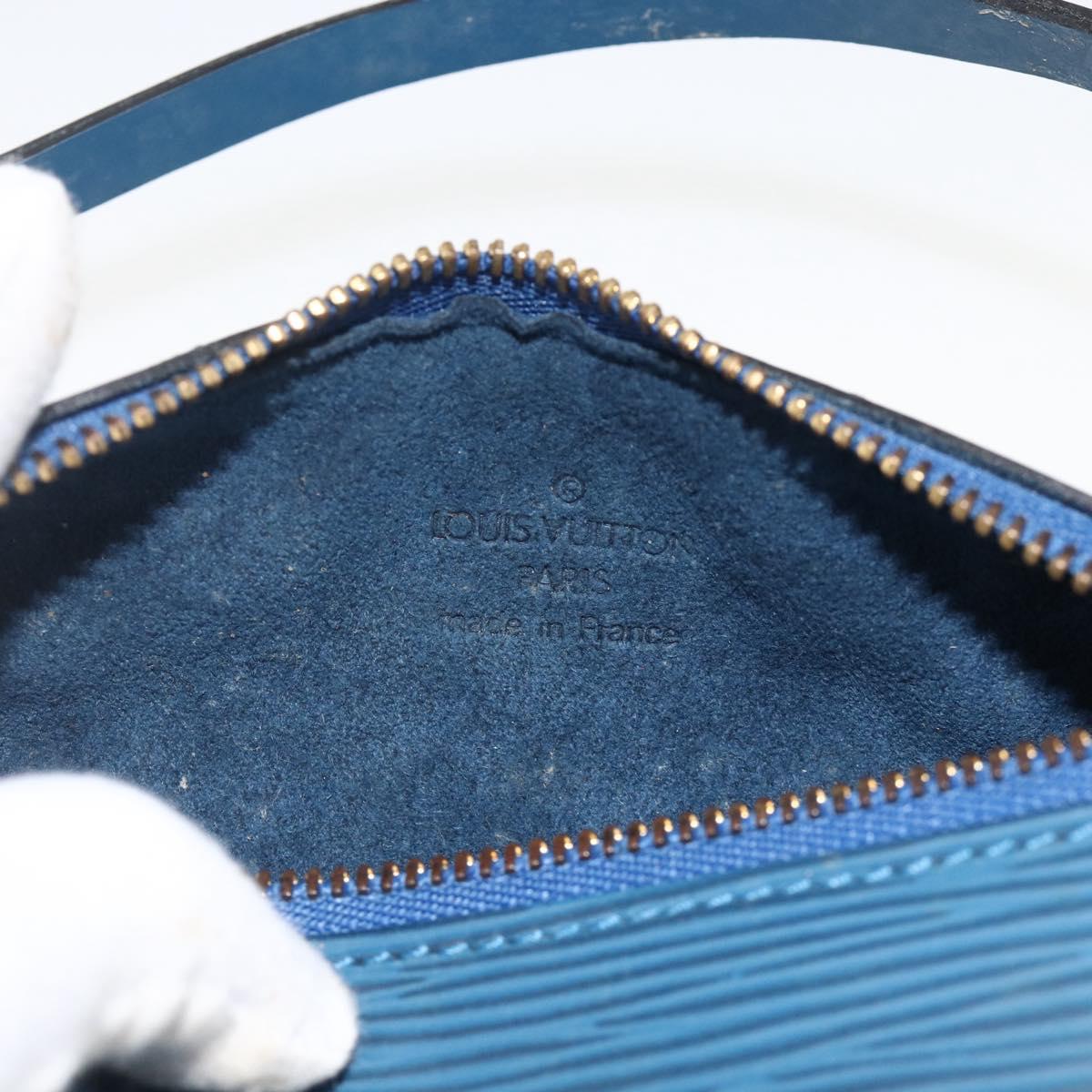 LOUIS VUITTON Epi Soufflot Pouch Blue LV Auth ka3238