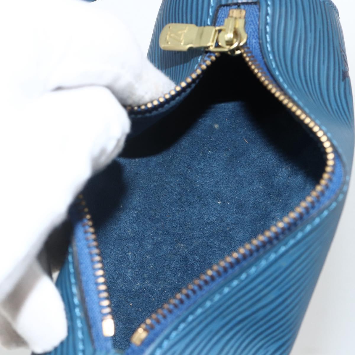 LOUIS VUITTON Epi Soufflot Pouch Blue LV Auth ka3238