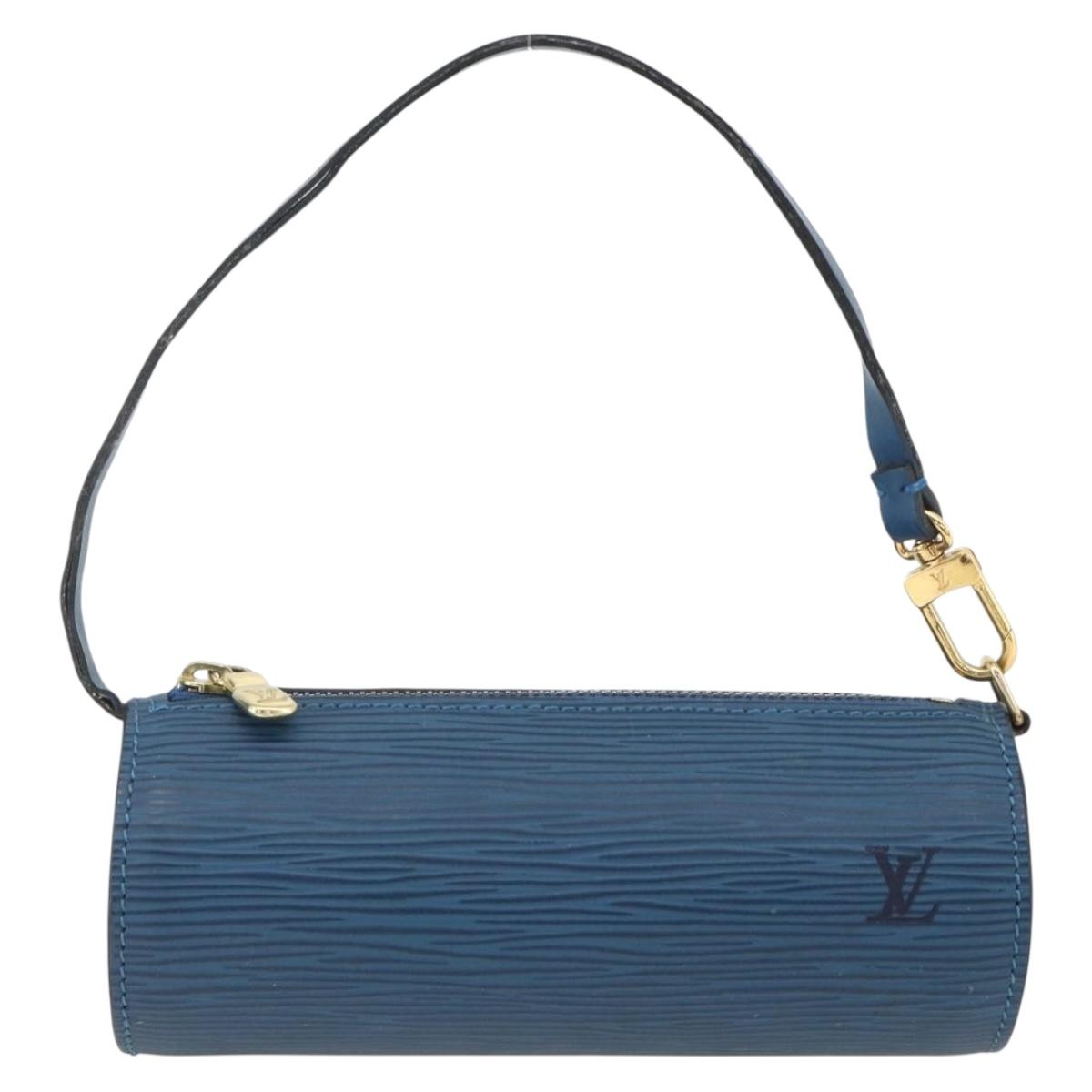 LOUIS VUITTON Epi Soufflot Pouch Blue LV Auth ka3238