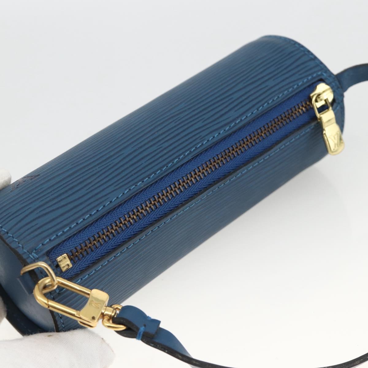 LOUIS VUITTON Epi Soufflot Pouch Blue LV Auth ka3238