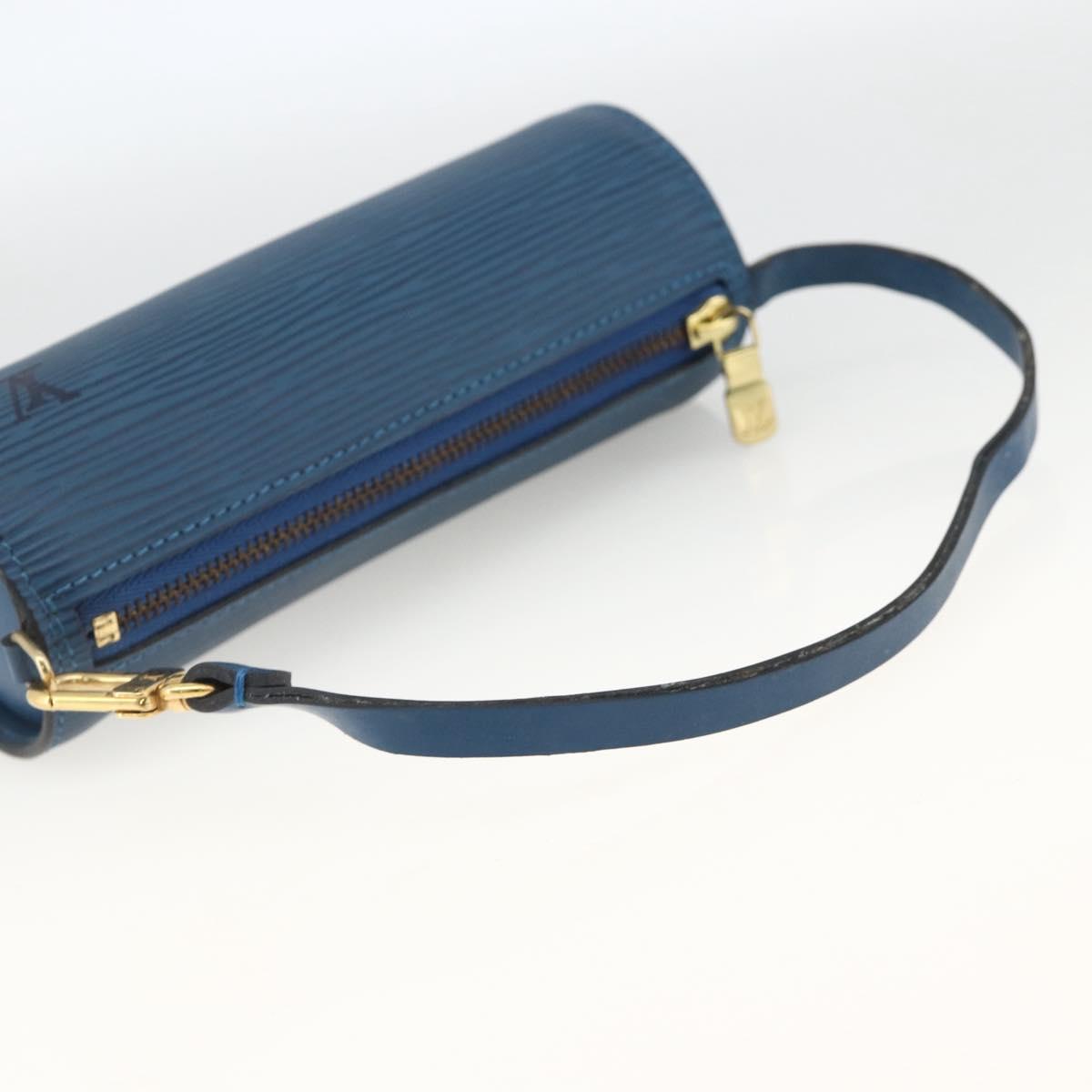 LOUIS VUITTON Epi Soufflot Pouch Blue LV Auth ka3238