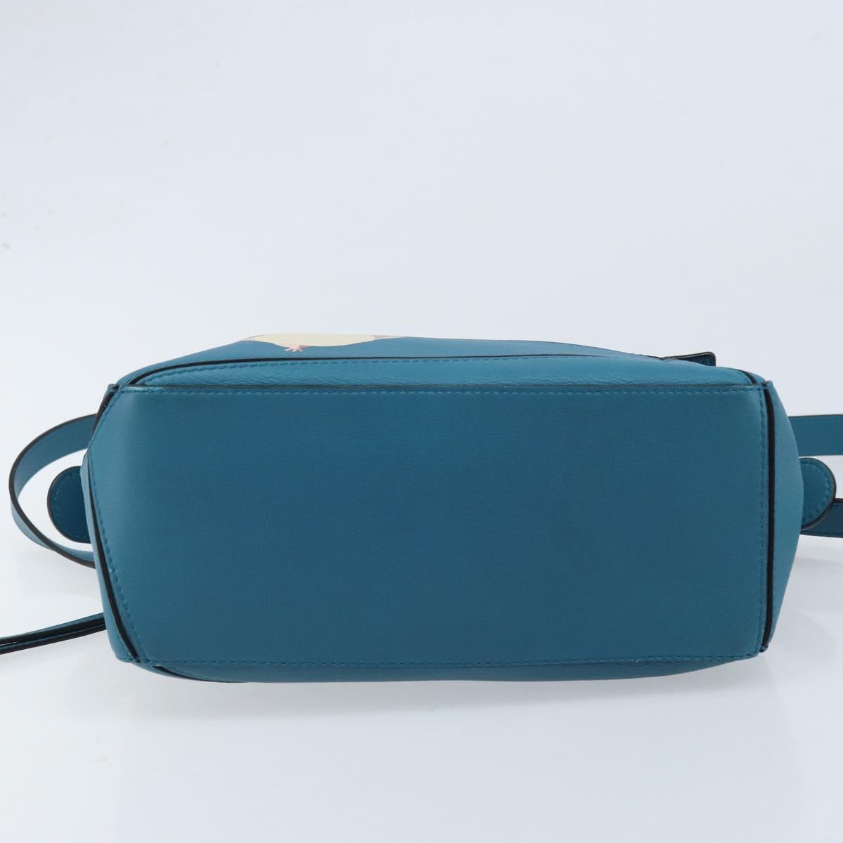 LOEWE ﾃ Studio Ghibli Puzzle bag Hand Bag Leather 2way Blue Gold Auth ka3244SM