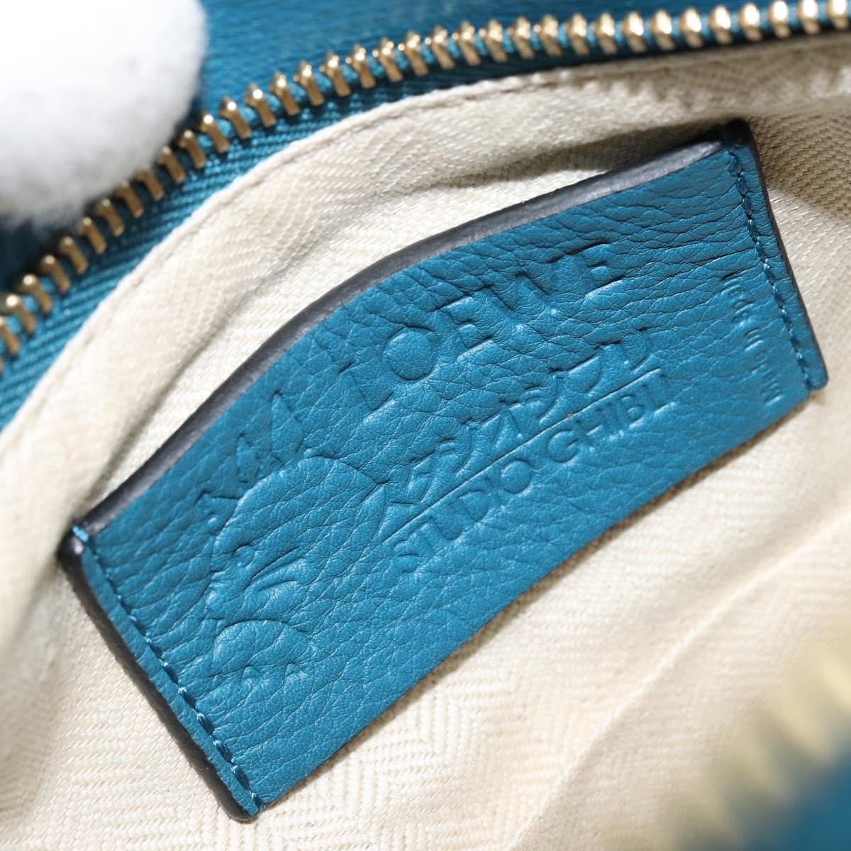 LOEWE ﾃ Studio Ghibli Puzzle bag Hand Bag Leather 2way Blue Gold Auth ka3244SM