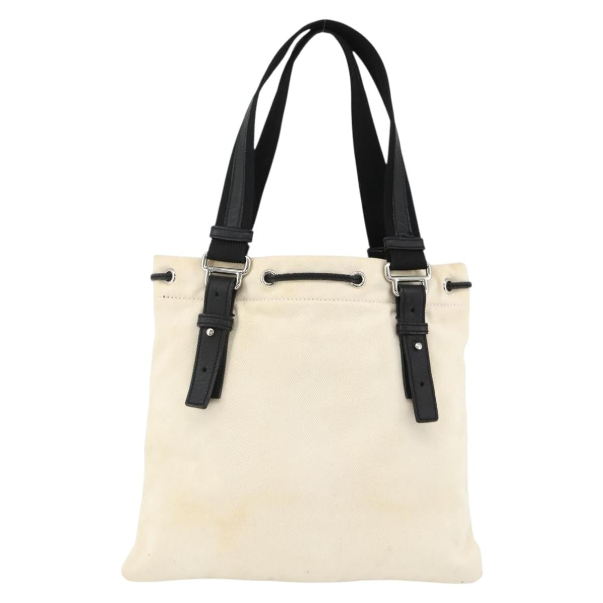 SAINT LAURENT Kahala Tote Bag Canvas White Silver 123435 Auth ka3245