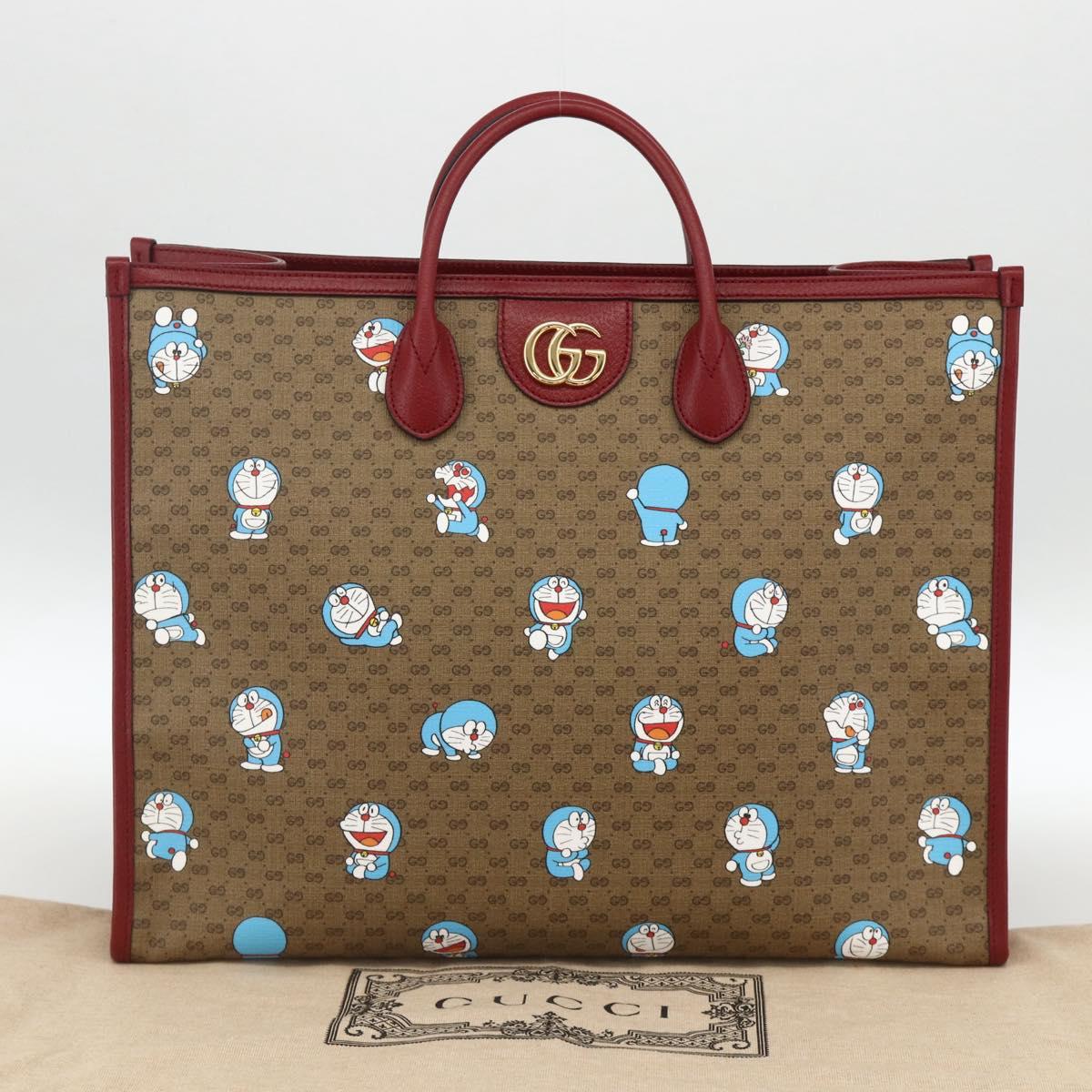 GUCCI GUCCI Ã Doraemon Micro GG Supreme Bag PVC 2way Beige 653952 Auth ka3262SM