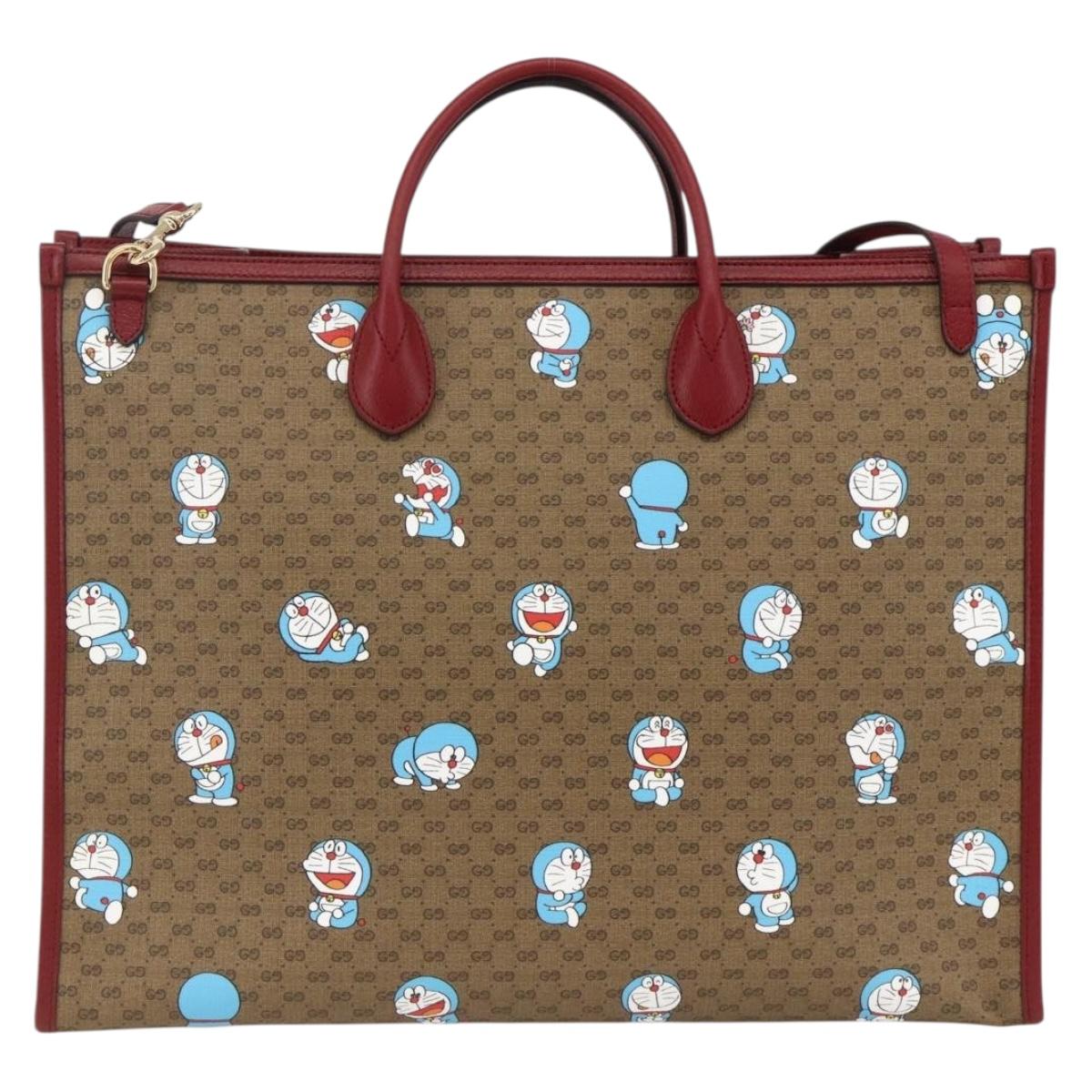 GUCCI GUCCI Ã Doraemon Micro GG Supreme Bag PVC 2way Beige 653952 Auth ka3262SM
