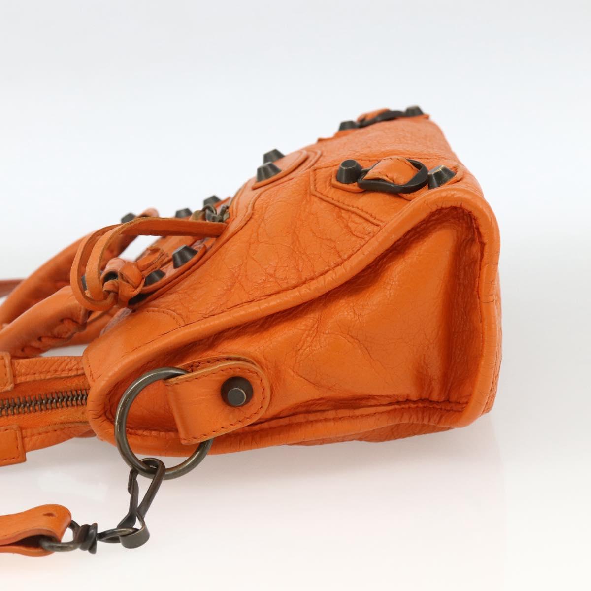 BALENCIAGA LuCity Hand Bag Leather 2way Orange 300295 Auth ka3266M