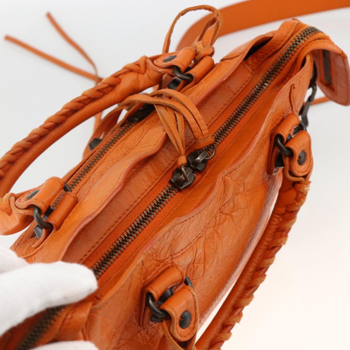 BALENCIAGA LuCity Hand Bag Leather 2way Orange 300295 Auth ka3266M