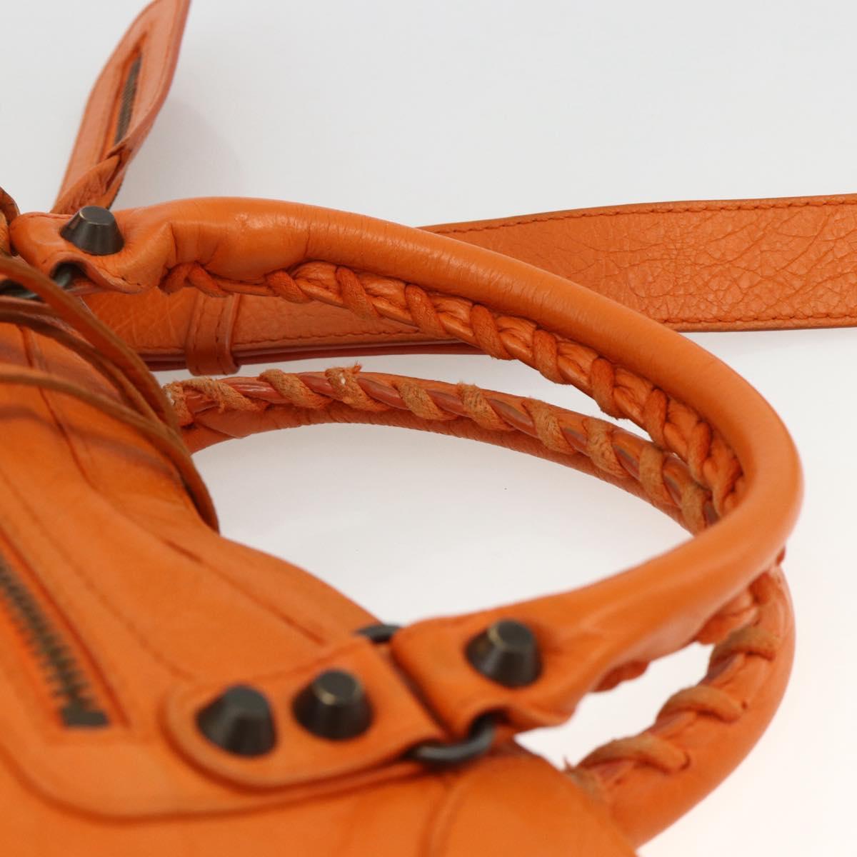 BALENCIAGA LuCity Hand Bag Leather 2way Orange 300295 Auth ka3266M