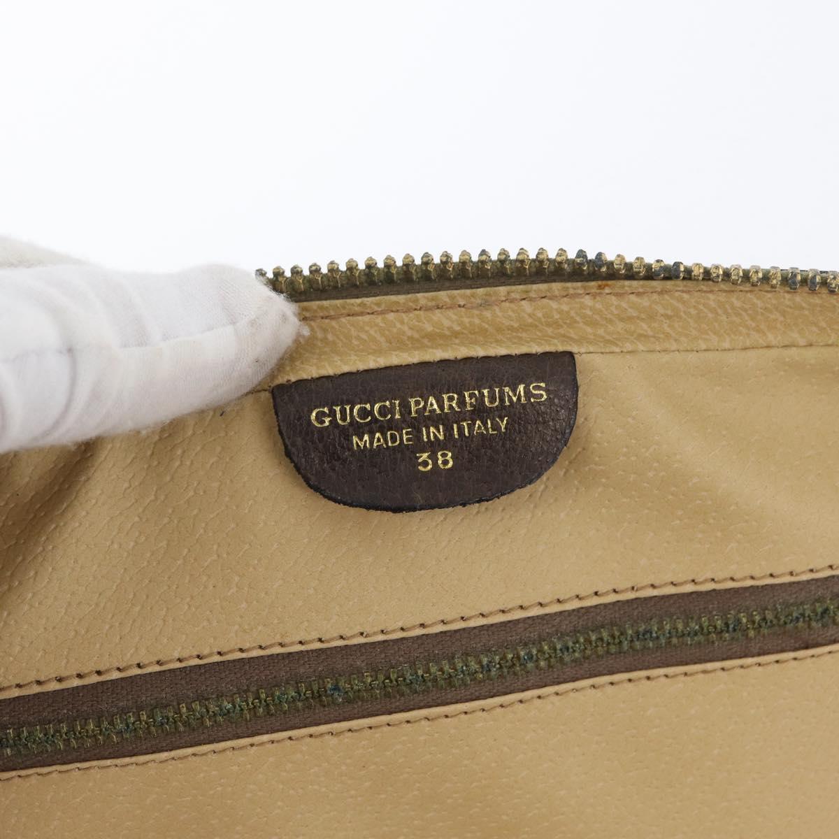 GUCCI GG Supreme Web Sherry Line Clutch Bag PVC Beige Red Green Auth ka3285