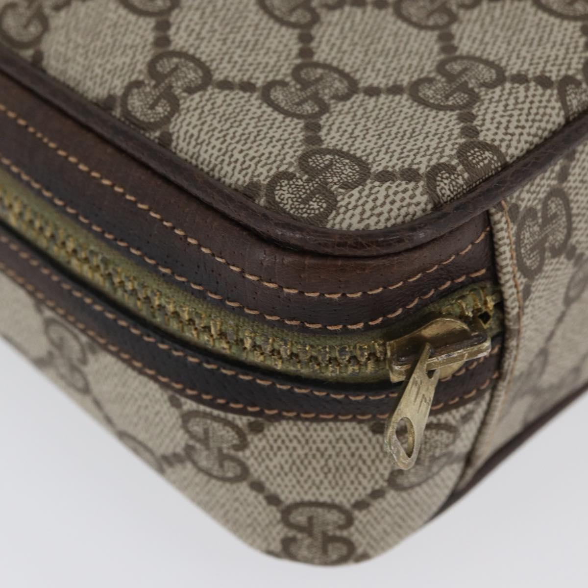 GUCCI GG Supreme Web Sherry Line Clutch Bag PVC Beige Red Green Auth ka3285