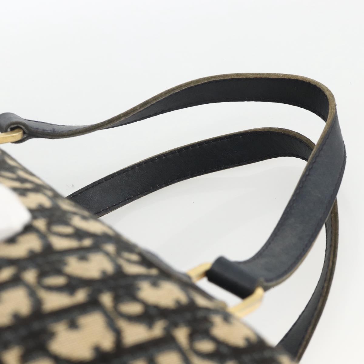 Christian Dior Trotter Canvas Hand Bag Navy Gold Auth ka3287