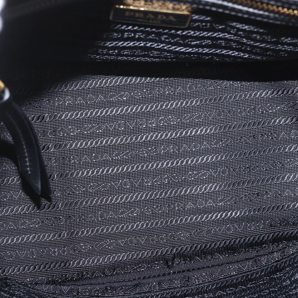 PRADA Hand Bag Canvas 2way Black Gold Auth ka3289V