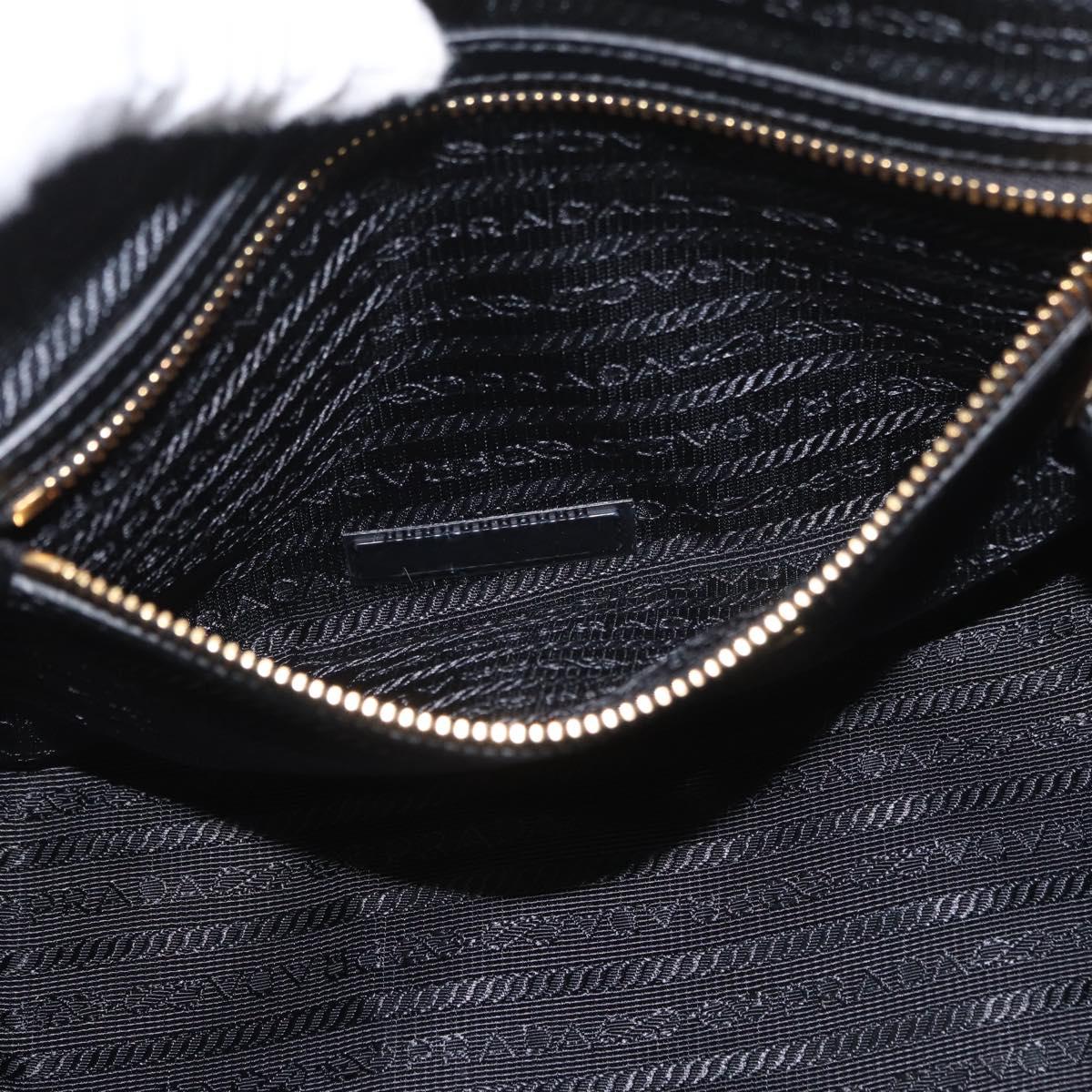 PRADA Hand Bag Canvas 2way Black Gold Auth ka3289V
