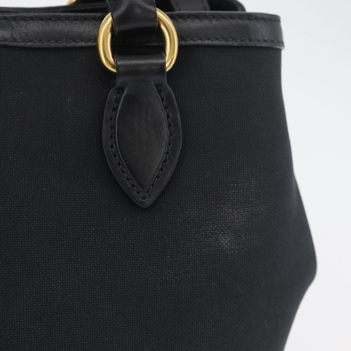 PRADA Hand Bag Canvas 2way Black Gold Auth ka3289V