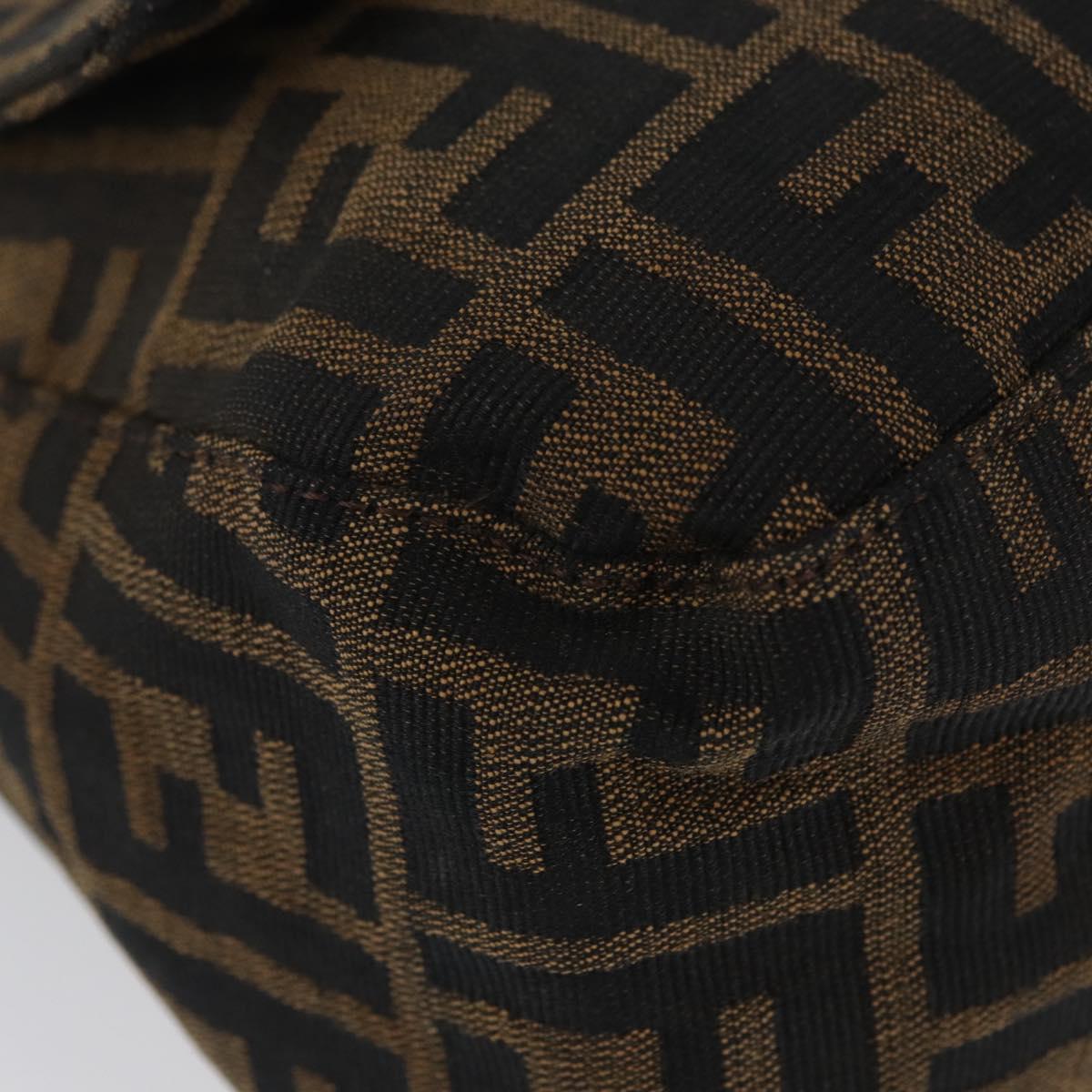 FENDI Zucca Canvas Mamma Baguette Shoulder Bag Brown Black Auth ka3290V