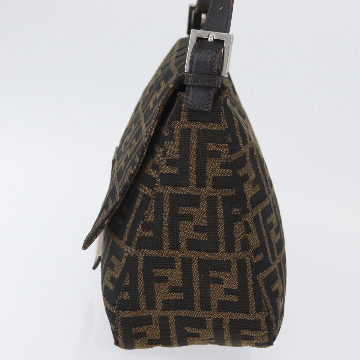 FENDI Zucca Canvas Mamma Baguette Shoulder Bag Brown Black Auth ka3290V