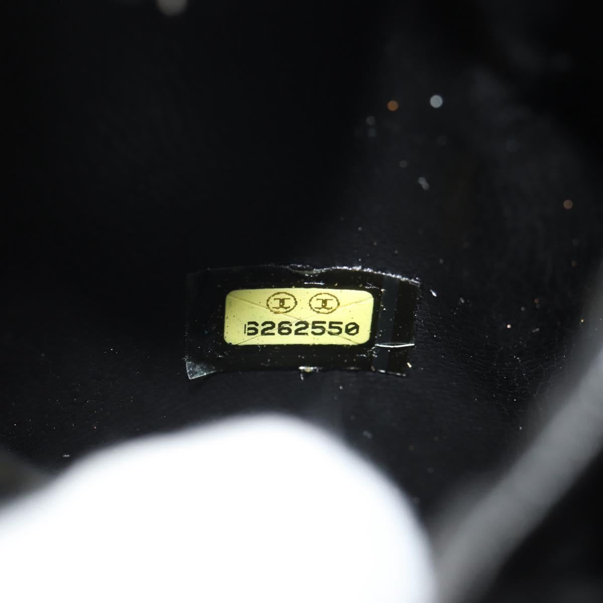 CHANEL COCO Mark Vanity Hand Bag Caviar Skin Black Gold CC Auth ka329V