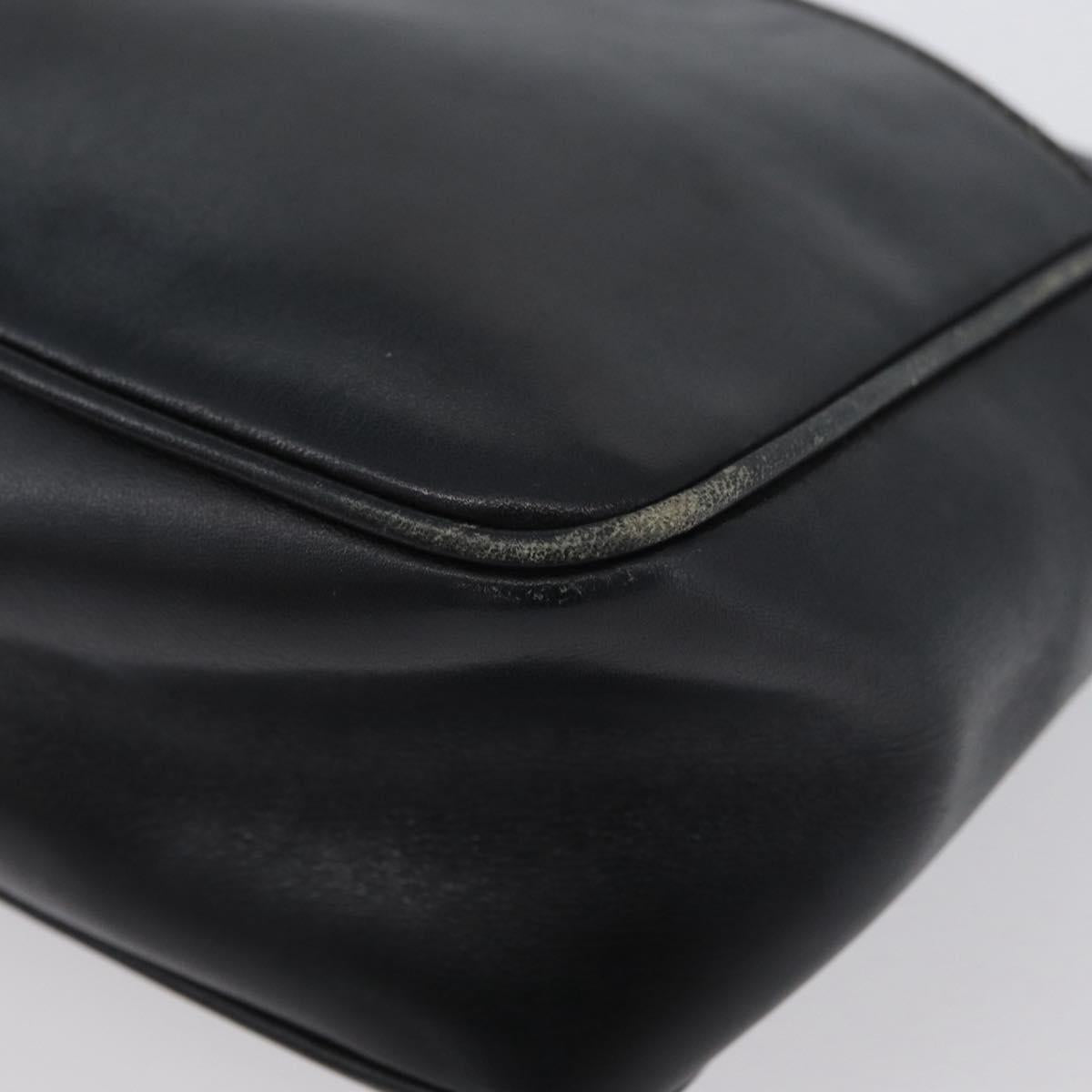 CELINE Shoulder Bag Leather Navy Gold Auth ka3302