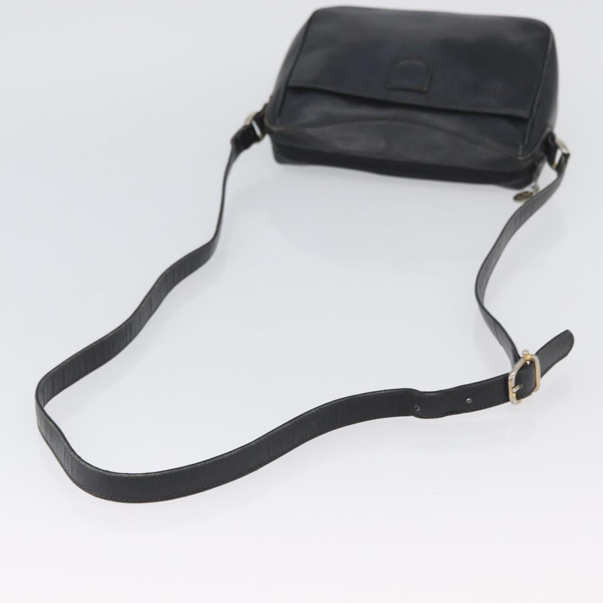 CELINE Shoulder Bag Leather Navy Gold Auth ka3302
