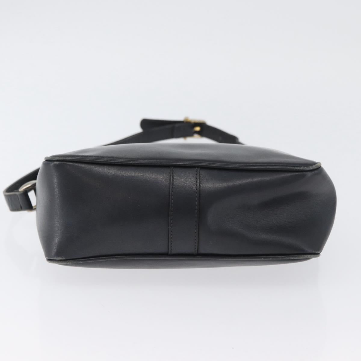 CELINE Shoulder Bag Leather Navy Gold Auth ka3302