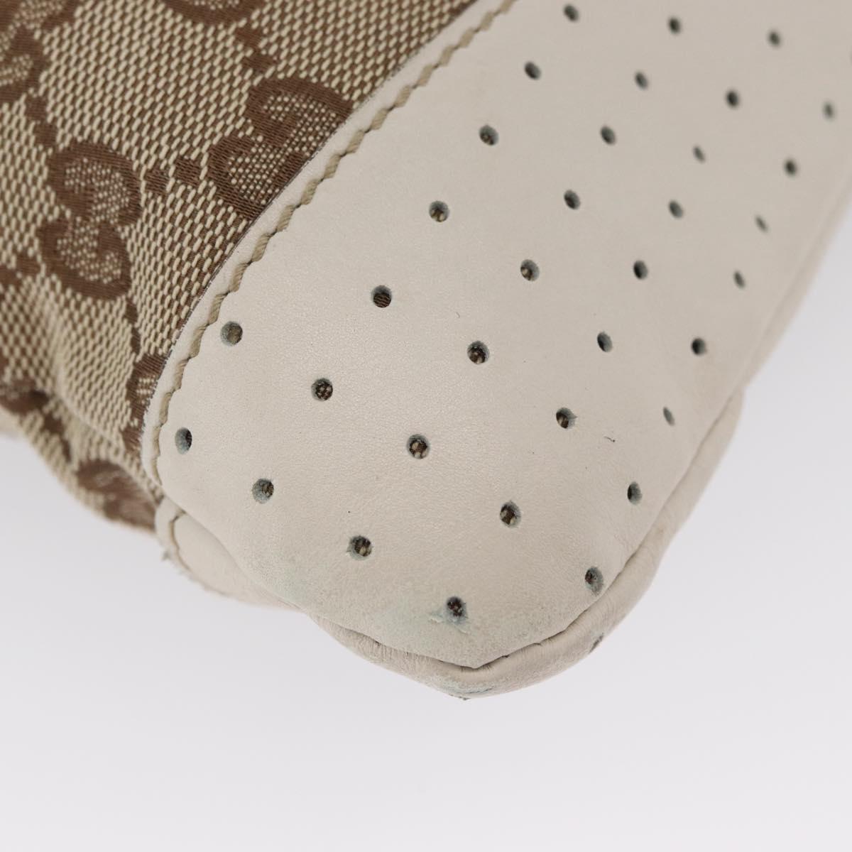 GUCCI GG Canvas Shoulder Bag Beige Silver 145857 Auth ka3305