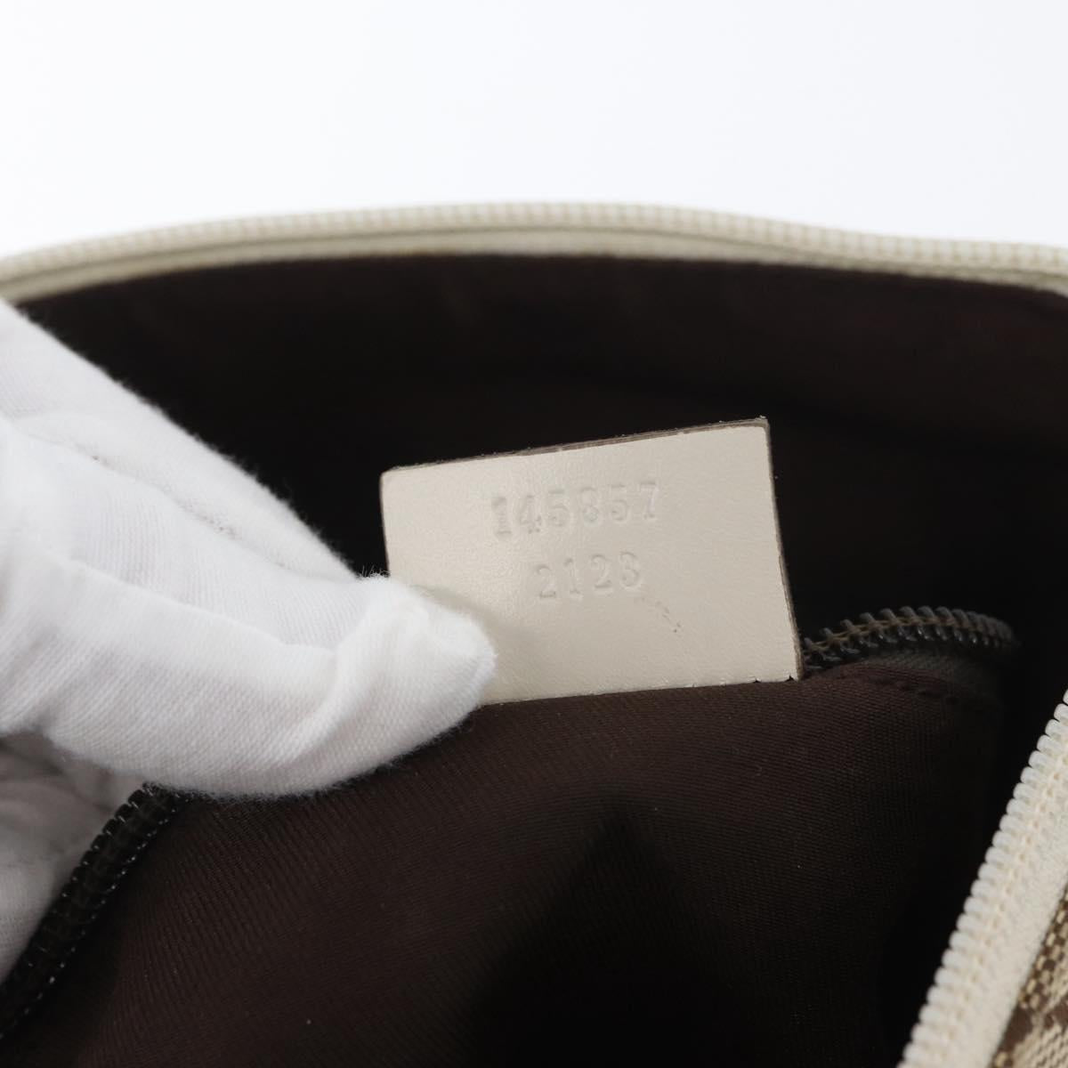 GUCCI GG Canvas Shoulder Bag Beige Silver 145857 Auth ka3305