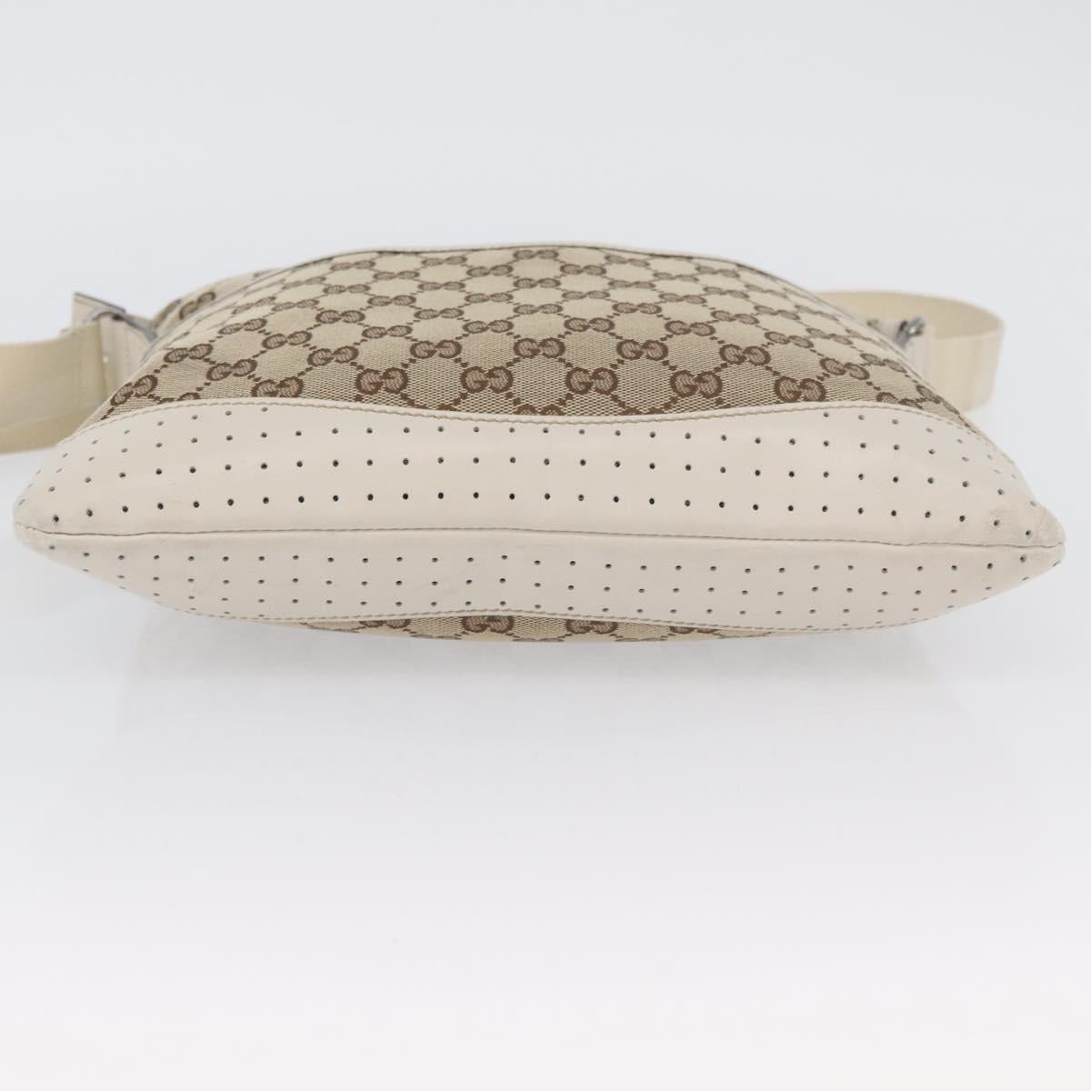 GUCCI GG Canvas Shoulder Bag Beige Silver 145857 Auth ka3305