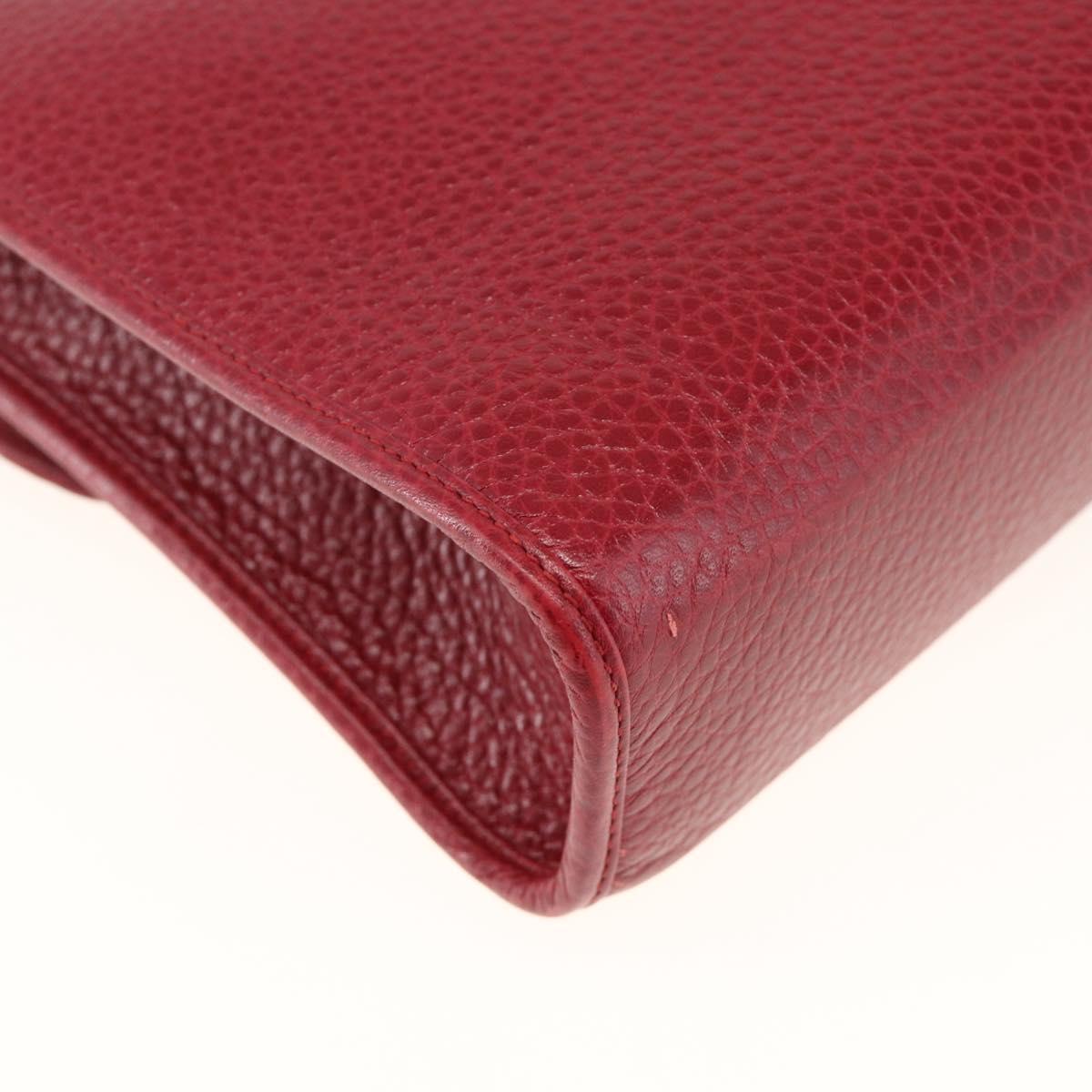 Christian Dior Shoulder Bag Leather Red Gold Auth ka3309
