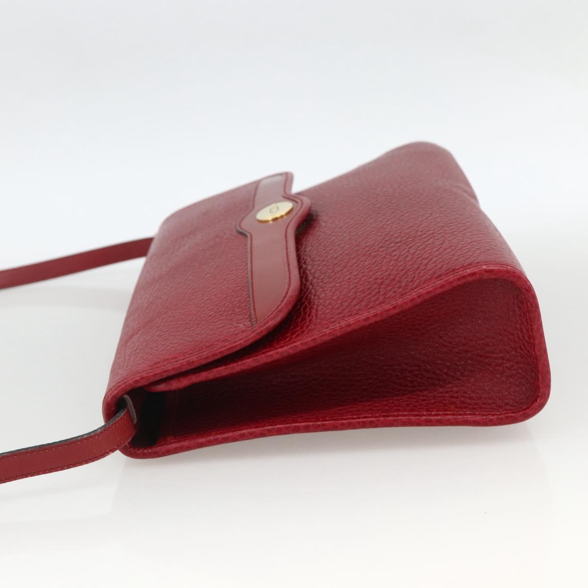 Christian Dior Shoulder Bag Leather Red Gold Auth ka3309