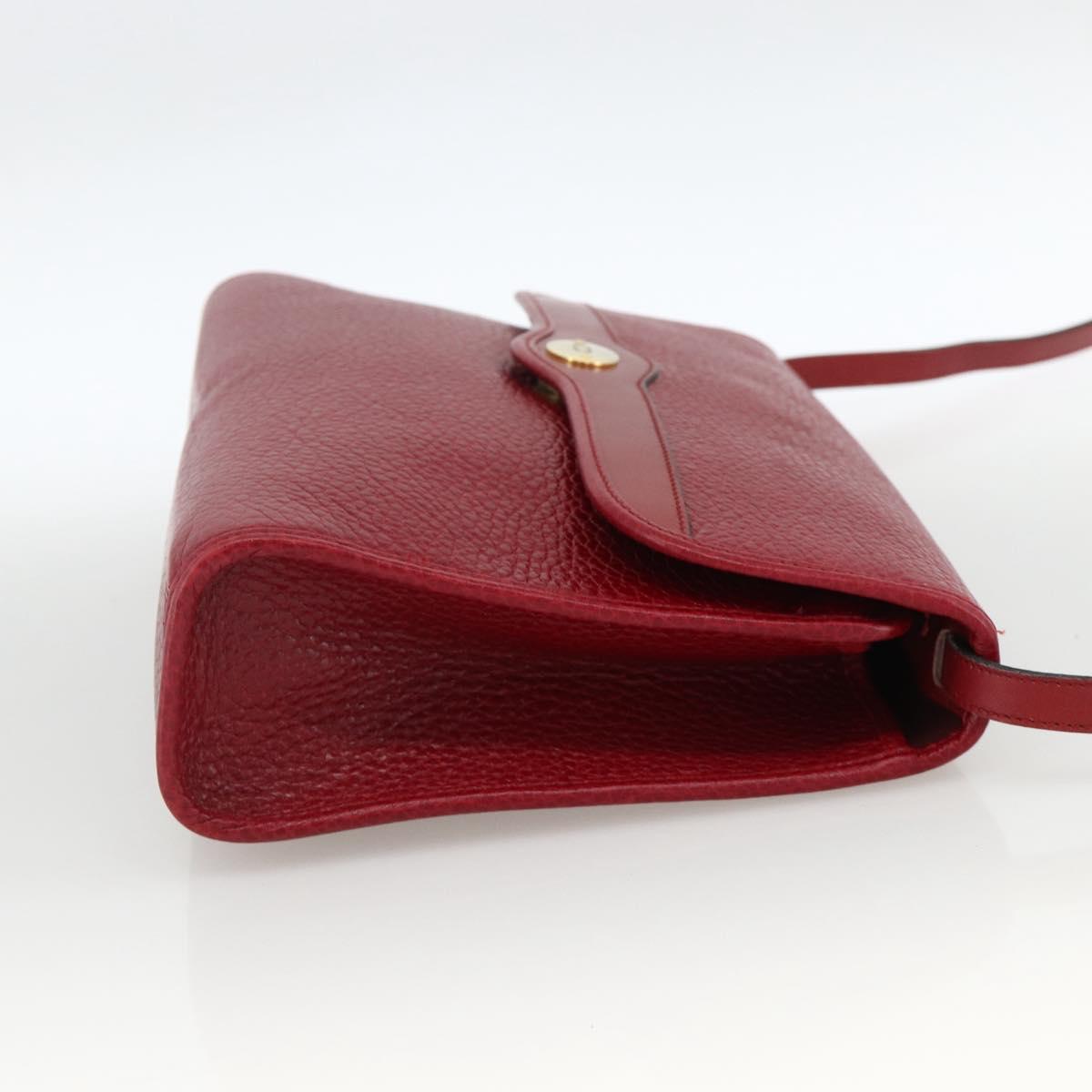 Christian Dior Shoulder Bag Leather Red Gold Auth ka3309