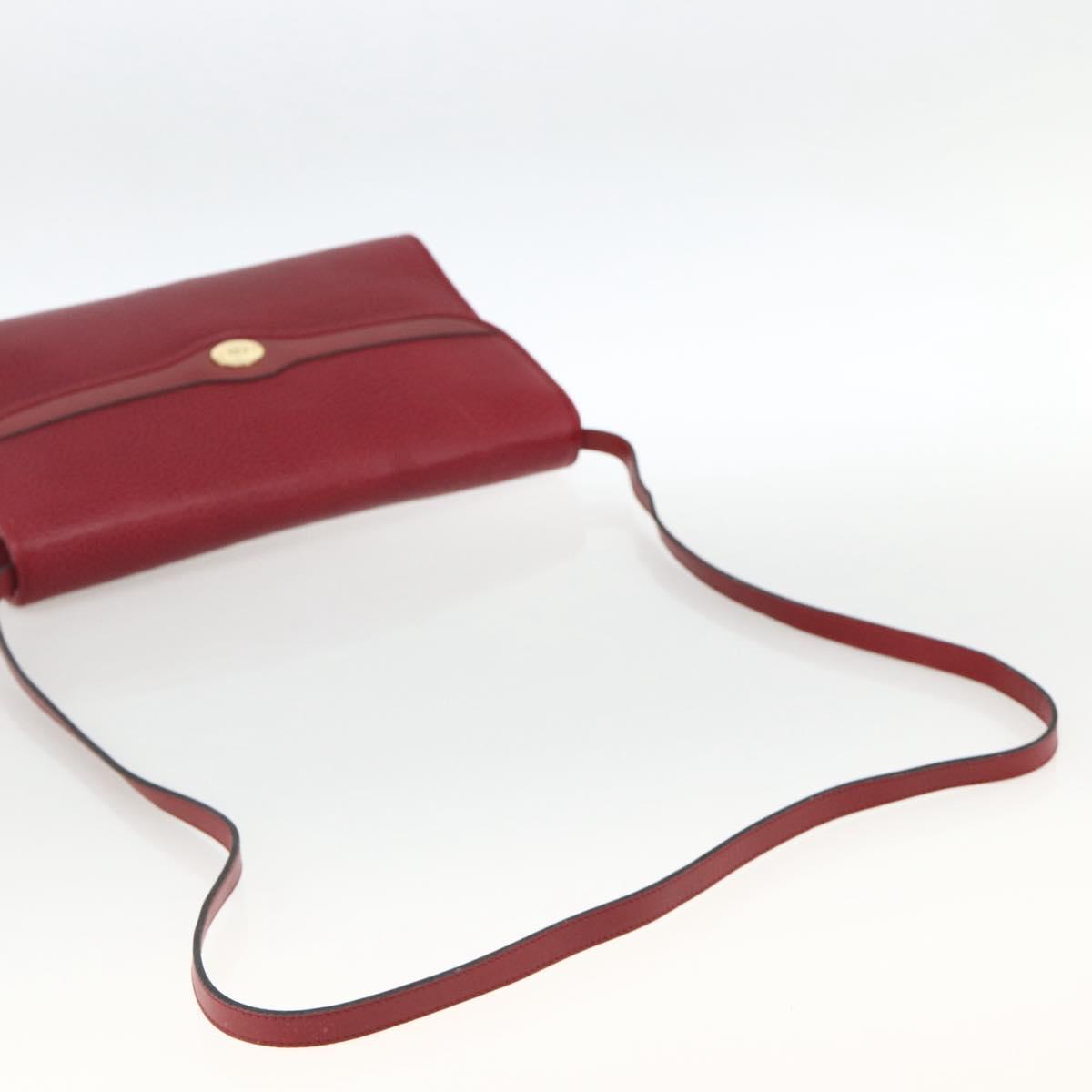 Christian Dior Shoulder Bag Leather Red Gold Auth ka3309