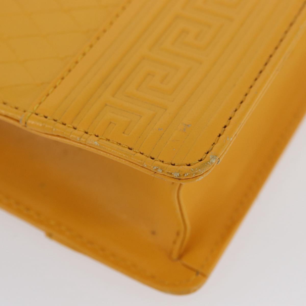 Gianni Versace Clutch Bag Leather Yellow Gold Auth ka3310