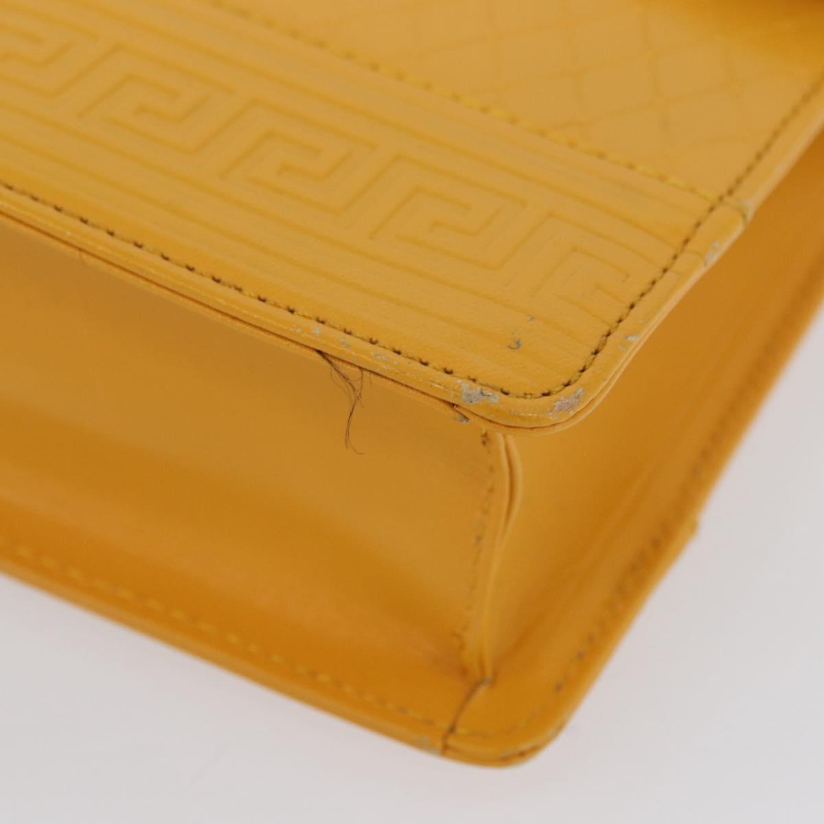 Gianni Versace Clutch Bag Leather Yellow Gold Auth ka3310