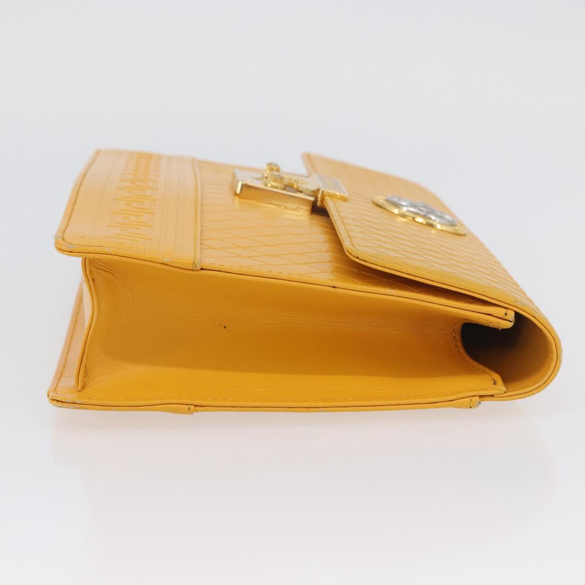 Gianni Versace Clutch Bag Leather Yellow Gold Auth ka3310