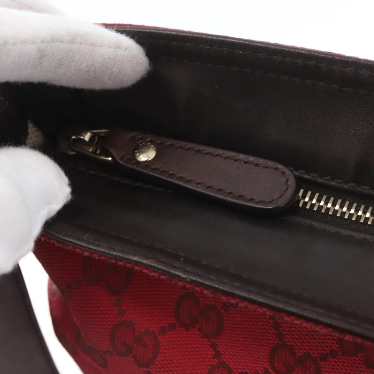 GUCCI GG Canvas Shoulder Bag Gold Red 308930 Auth ka3313