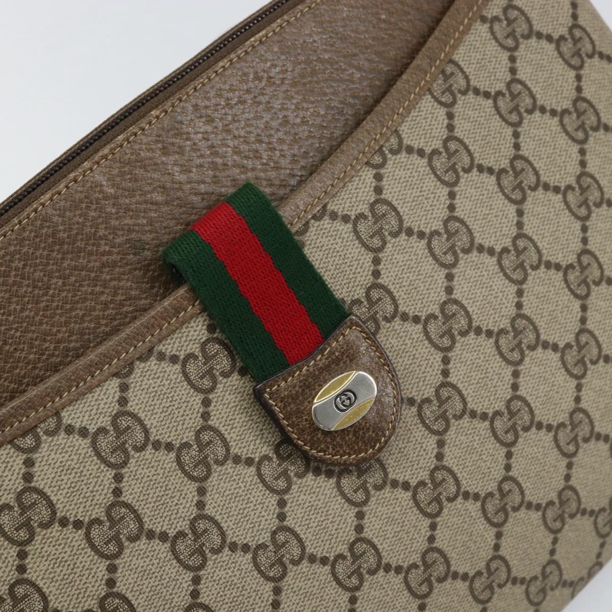 GUCCI GG Supreme Web Sherry Line Bag PVC Beige Gold Red 904 02 026 Auth ka332