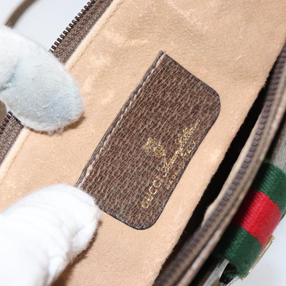 GUCCI GG Supreme Web Sherry Line Bag PVC Beige Gold Red 904 02 026 Auth ka332