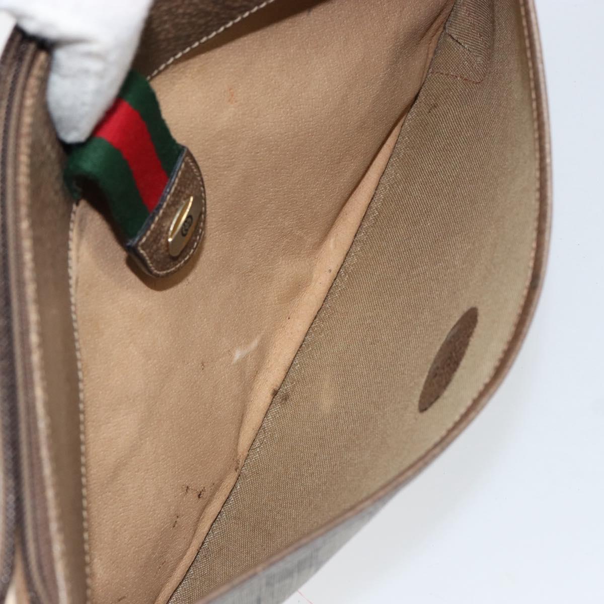 GUCCI GG Supreme Web Sherry Line Bag PVC Beige Gold Red 904 02 026 Auth ka332